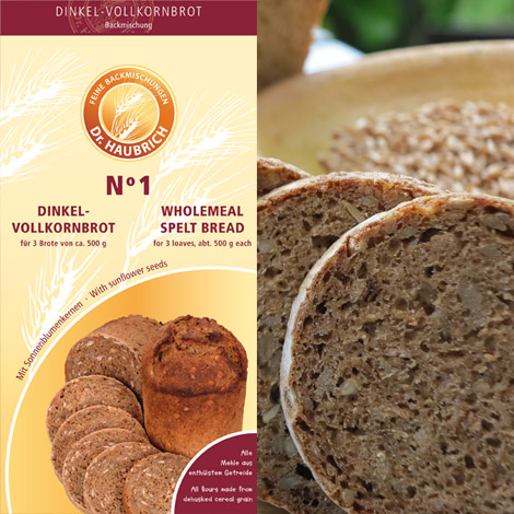 No.1 Dinkel-Vollkornbrot, das leckere Dinkel-Vollkornbrot mit gemälzten Roggenflocken für noch mehr Geschmack von Haubrich Spezial-Backmischungen GmbH